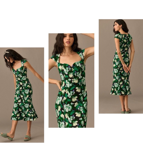 Anthropologie Dresses & Skirts - Anthropologie The Cecily Floral Sweetheart Midi Dress M Fit Flare
